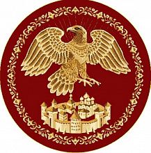 Круглый полушерстяной ковер красный в храм ОРЛЕЦ